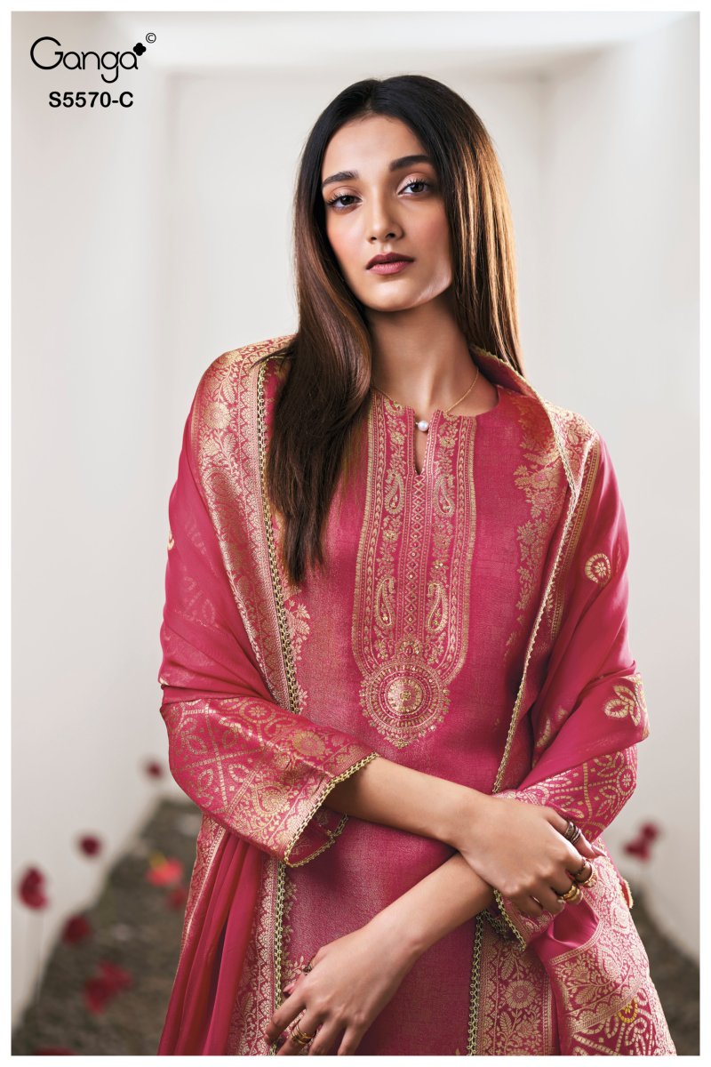 Mairya 5570 By Ganga Bemberg Giraffe Silk Salwar Kameez 